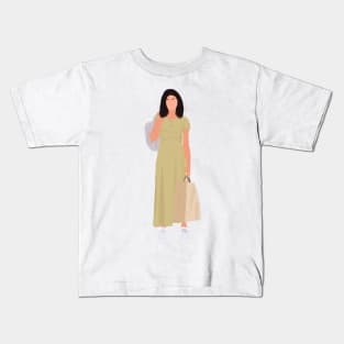 Sel in yellow long dress Outfit with grocery bags Fan Art Kids T-Shirt